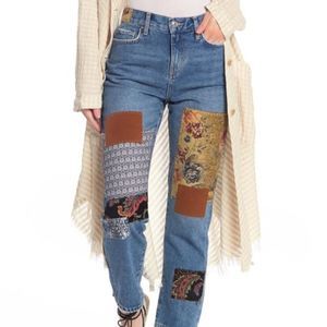 Free People Poppy Patch Straight Leg Jeans